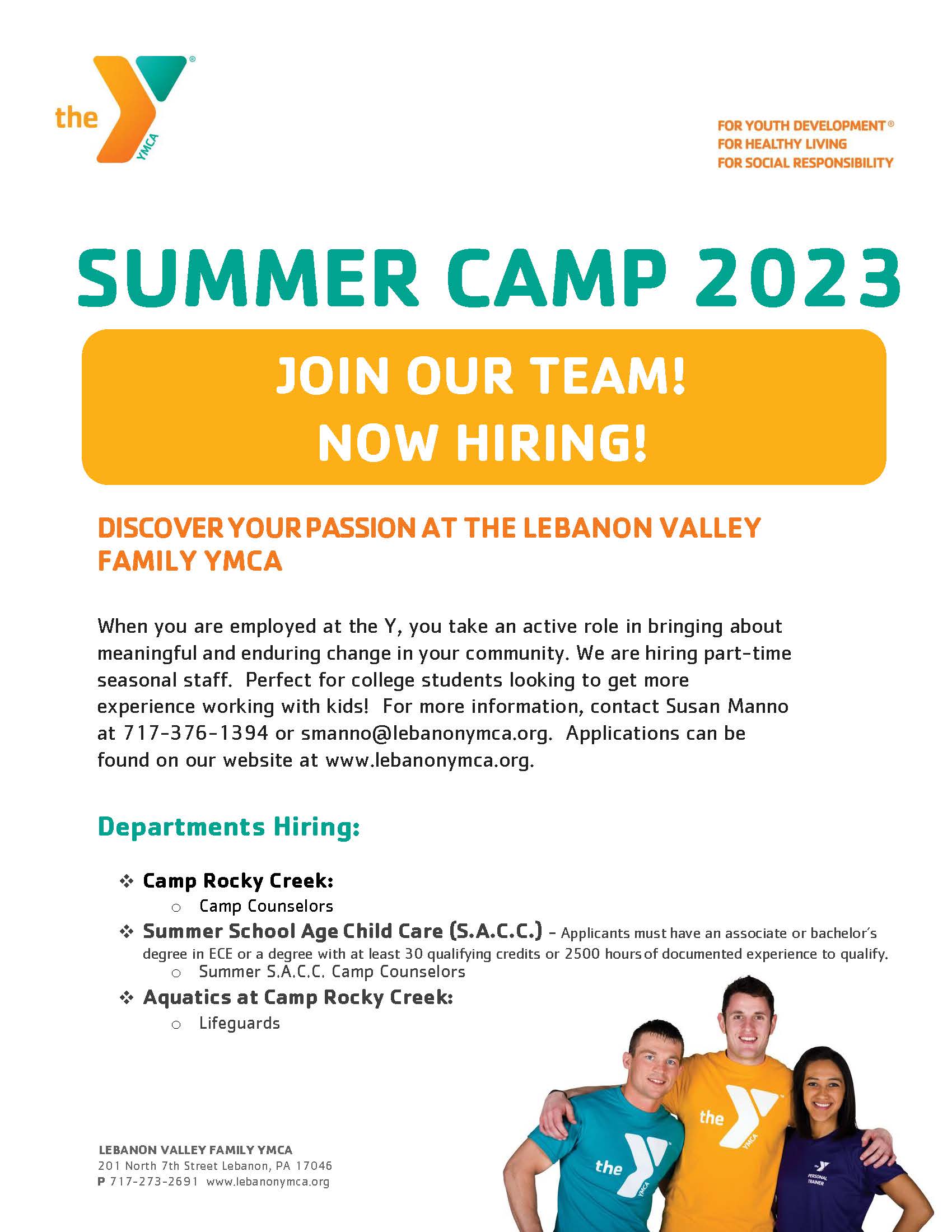 Employment Opportunities Lebanon Valley YMCA